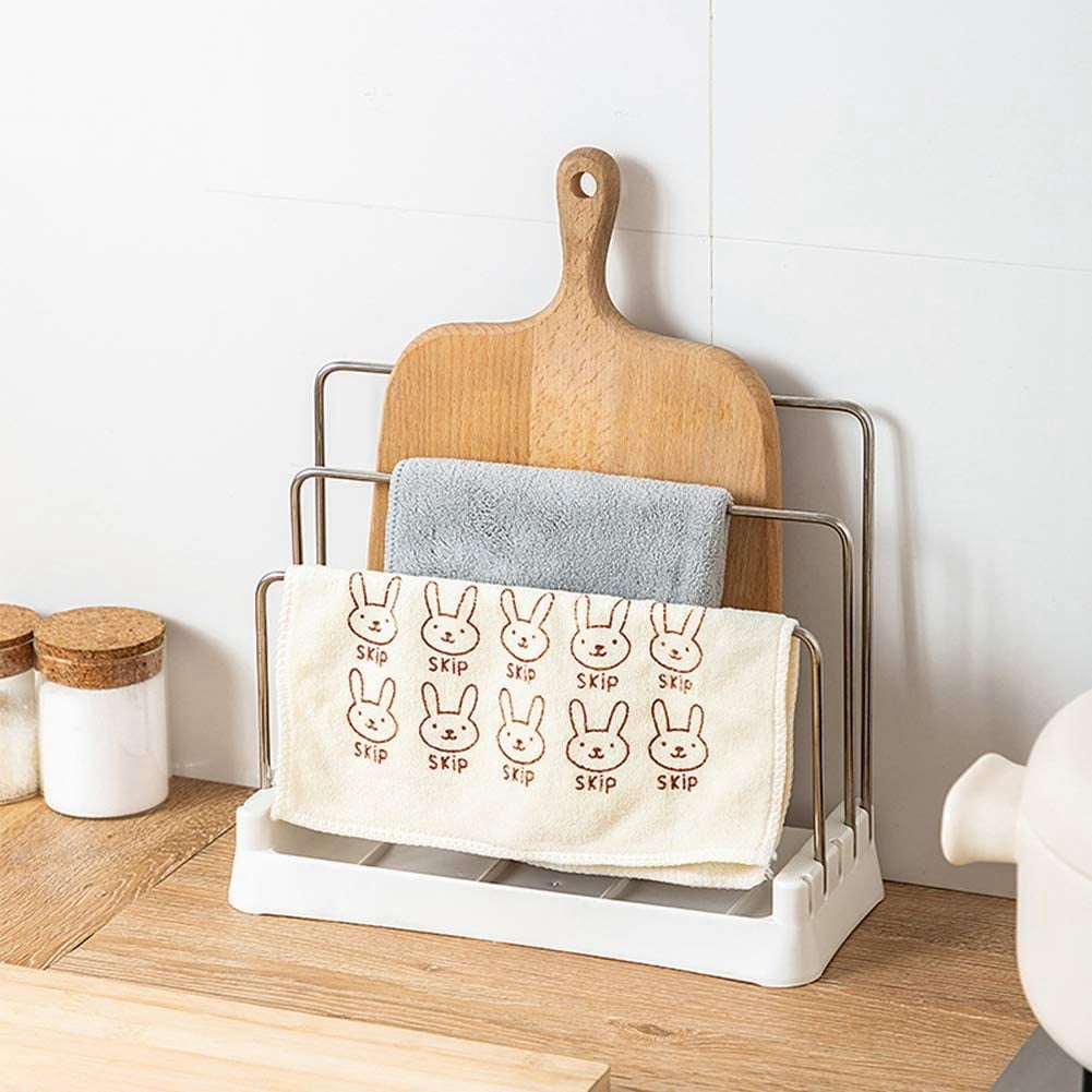 Cutting Boards Holder, Organizer Pantry Rack Bakeware Holder Chopping Board Organizer Kitchen Countertop Storage White