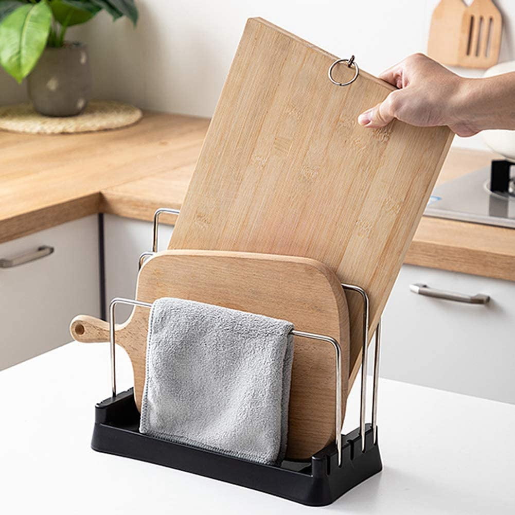 Cutting Boards Holder, Organizer Pantry Rack Bakeware Holder Chopping Board Organizer Kitchen Countertop Storage White