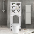 White PVC 48x23x150cm Four-Story Toilet Shelf Hollowed Out Moisture-Proof Design Bathroom Storage Cabinet