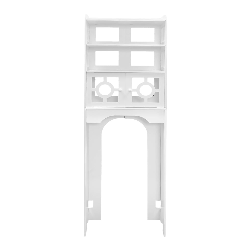White PVC 48x23x150cm Four-Story Toilet Shelf Hollowed Out Moisture-Proof Design Bathroom Storage Cabinet