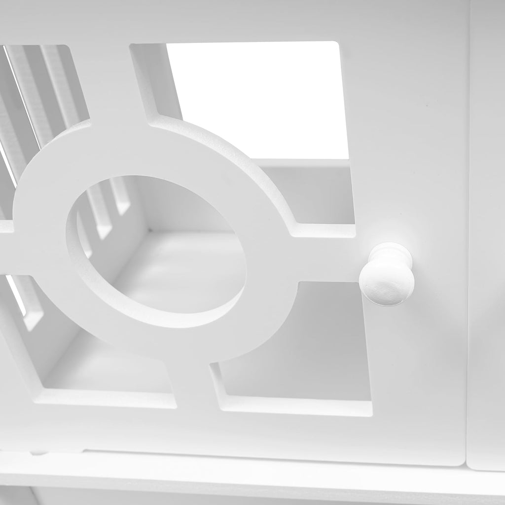 White PVC 48x23x150cm Four-Story Toilet Shelf Hollowed Out Moisture-Proof Design Bathroom Storage Cabinet