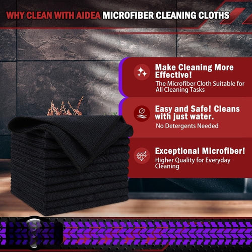 50PK Microfiber Cleaning Cloth 12×12", Absorbent Towels for Car, House, Kitchen &amp; Window