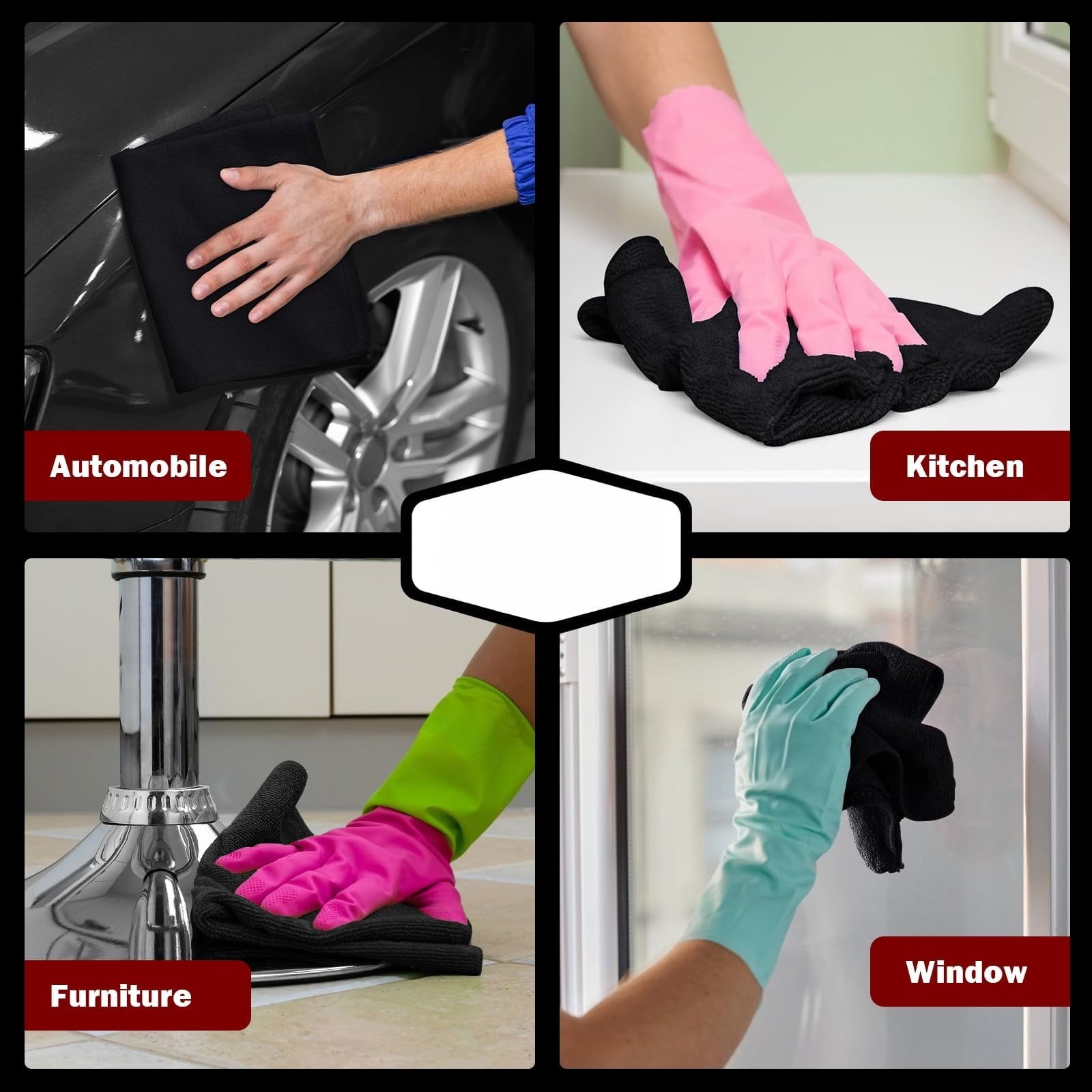 50PK Microfiber Cleaning Cloth 12×12", Absorbent Towels for Car, House, Kitchen &amp; Window