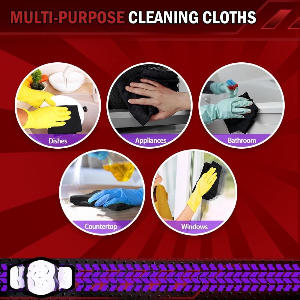 50PK Microfiber Cleaning Cloth 12×12", Absorbent Towels for Car, House, Kitchen &amp; Window