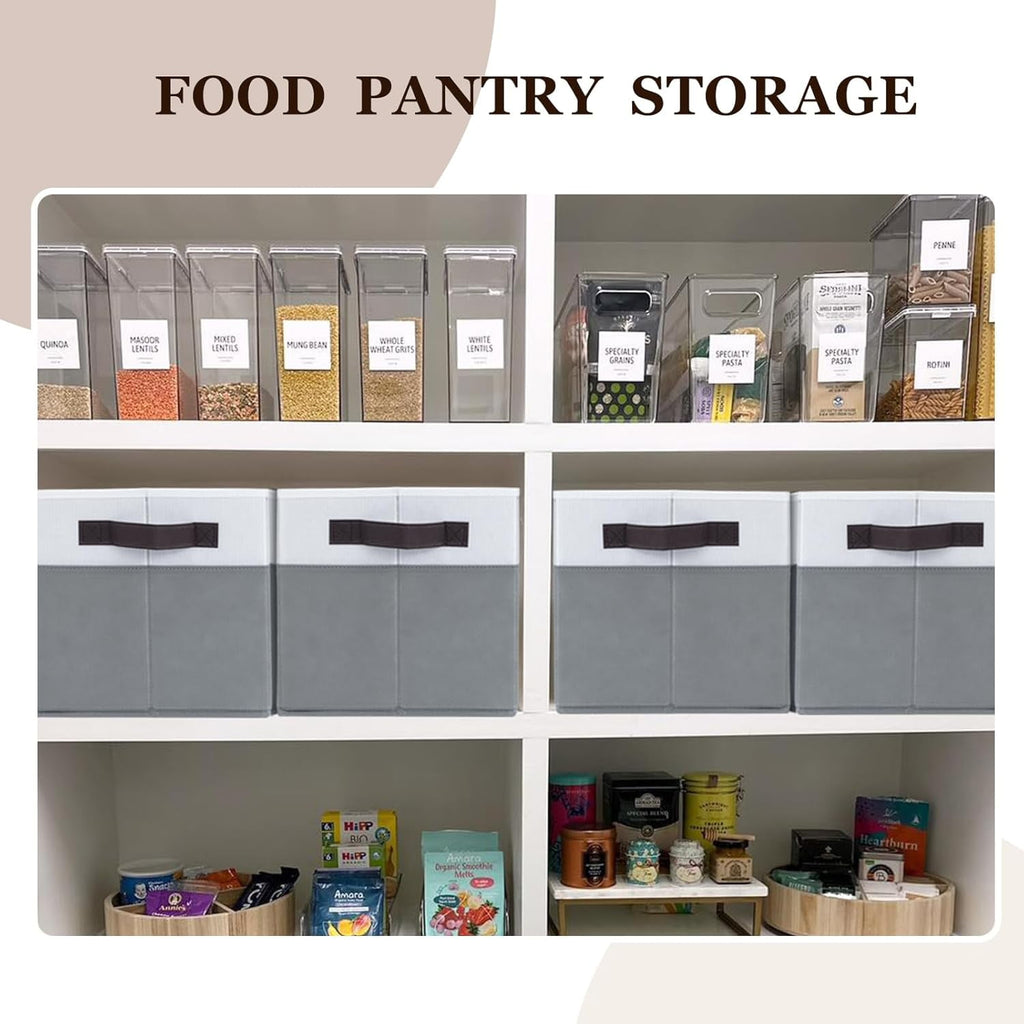 4 Pack Large Storage Baskets for Shelves | Fabric Closet Organizers and Storage Bins with Handles Home Organization | Decorative Collapsible Baskets for Organizing Clothes Toy Nursery 14"x10"