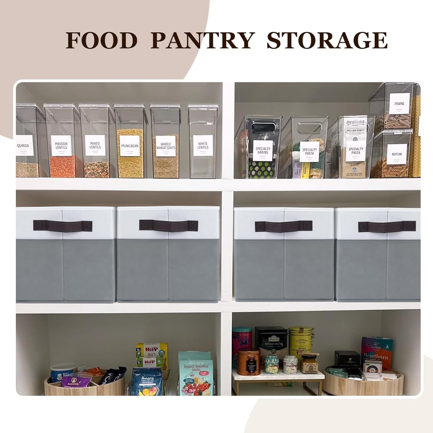 4 Pack Large Storage Baskets for Shelves | Fabric Closet Organizers and Storage Bins with Handles Home Organization | Decorative Collapsible Baskets for Organizing Clothes Toy Nursery 14"x10"