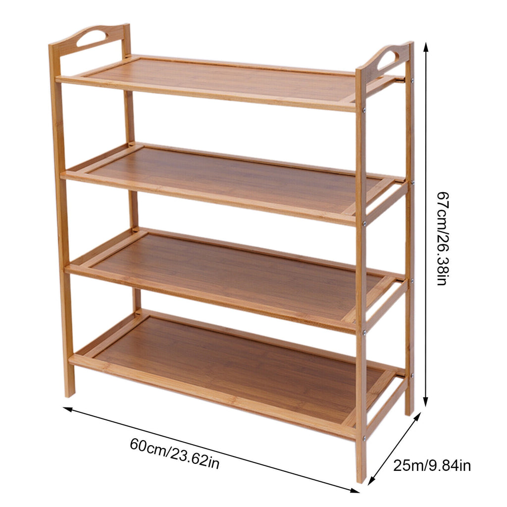 Bamboo 4 Tier Shoe Shelf Durable Bamboo Home Shoe Rack Furniture Decor Entryway Shoe Storage Rack 11-15 pairs Capacity