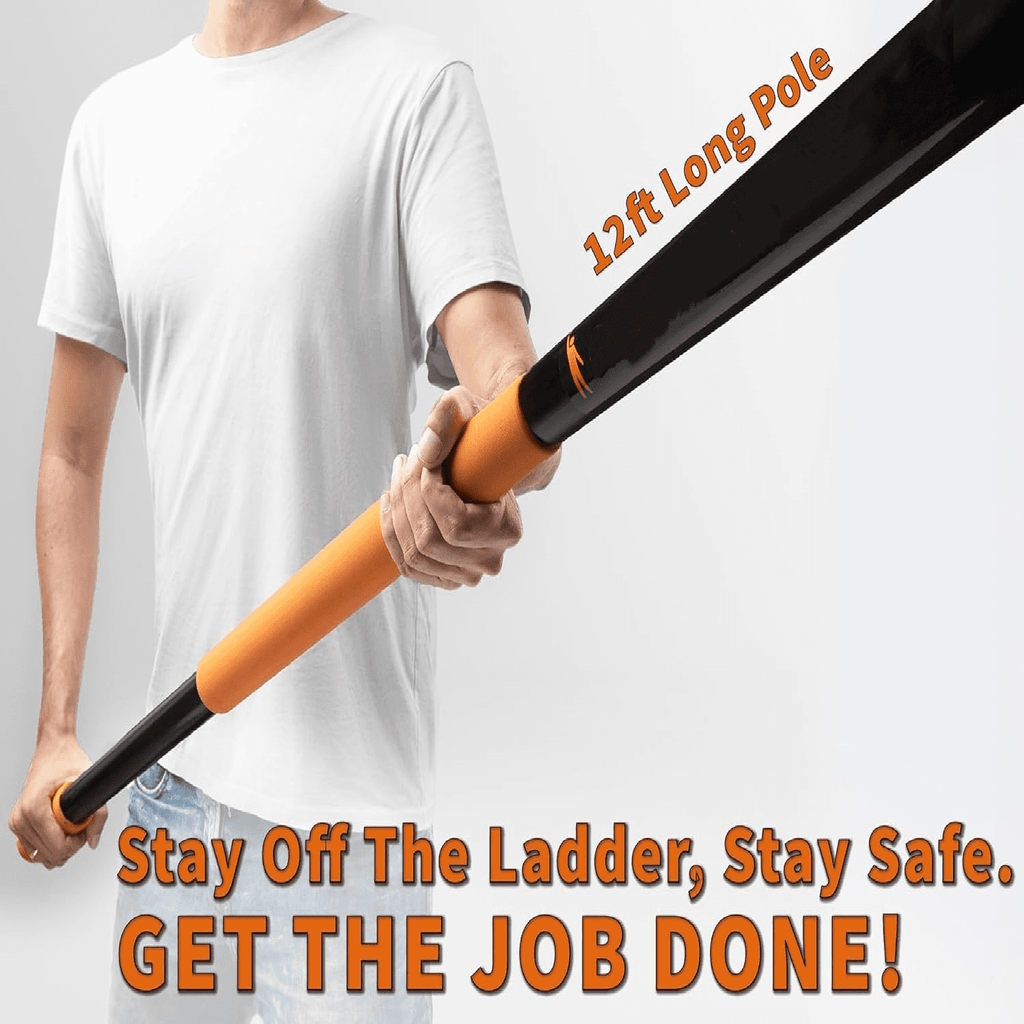 20 Foot High Reach Duster Kit with 4-12 ft Extension Pole // High Ceiling Dusting and Window Cleaning Kit with Telescopic Pole // Window Washer &amp; Squeegee, Cobweb Duster, Fan Blade and Feather Duster