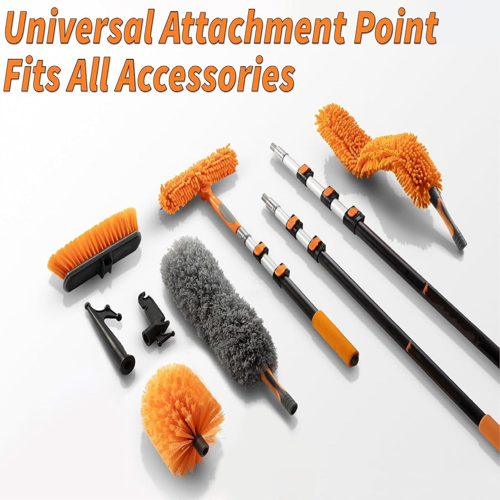 20 Foot High Reach Duster Kit with 4-12 ft Extension Pole // High Ceiling Dusting and Window Cleaning Kit with Telescopic Pole // Window Washer &amp; Squeegee, Cobweb Duster, Fan Blade and Feather Duster