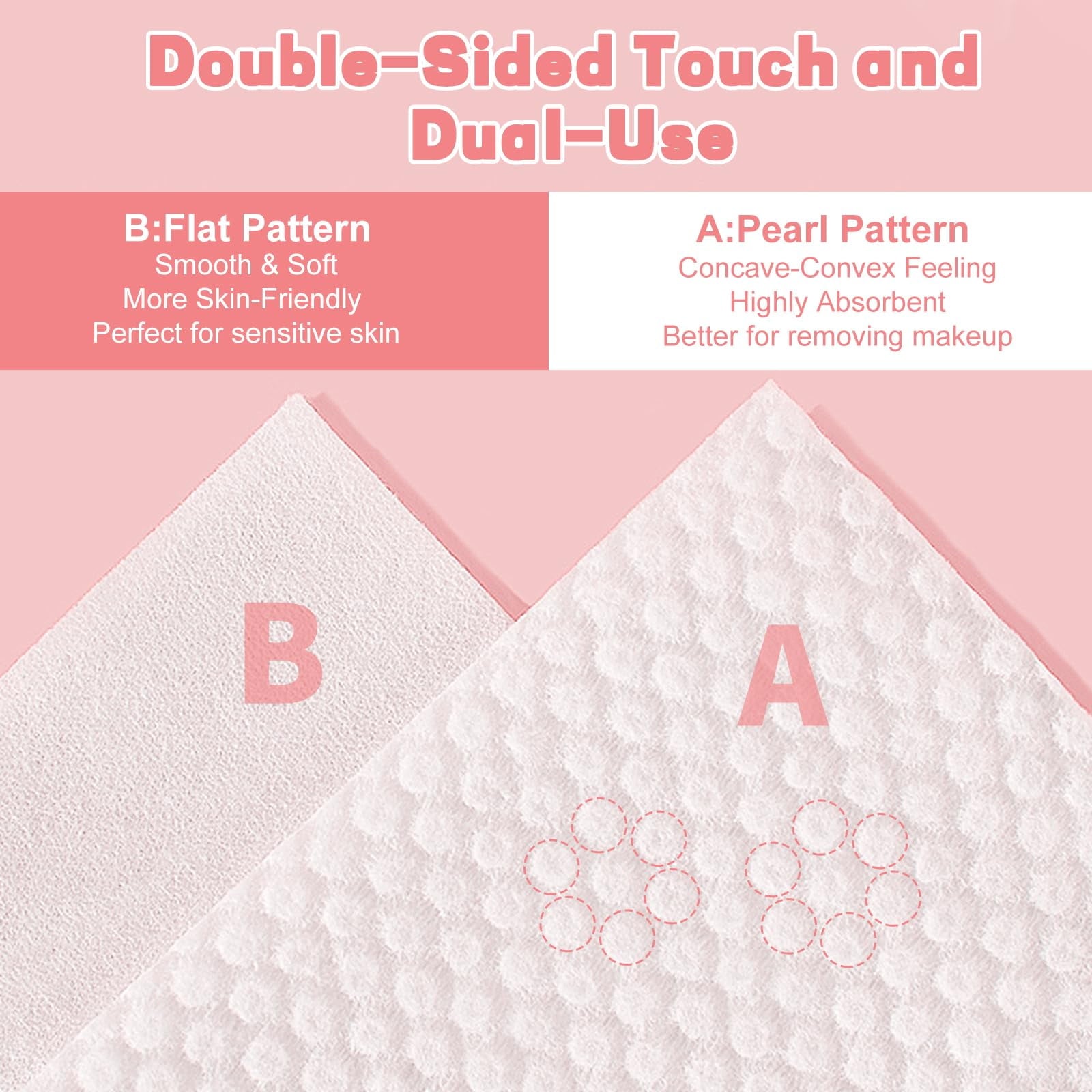 Disposable Face Towel, Ultra Soft &amp; Thick Washcloths, Biodegradable Facial Towels for Sensitive , Makeup Remover Dry Wipes, Lint-Free Towelettes for Cleansing