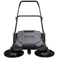 "25.6" Wide Manual Push Broom Sweeper, 5-Gallon Large Capacity Non-Electric Floor Sweeper, Adjustable Handle &amp; Angle for Walkway, Garage, Patio, Yard – Heavy-Duty Outdoor/Indoor Cleaning Tool"