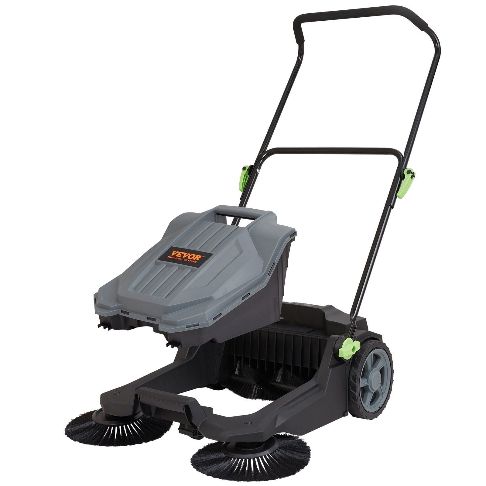 "25.6" Wide Manual Push Broom Sweeper, 5-Gallon Large Capacity Non-Electric Floor Sweeper, Adjustable Handle &amp; Angle for Walkway, Garage, Patio, Yard – Heavy-Duty Outdoor/Indoor Cleaning Tool"