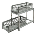 2-Tier Under Sink Organizer with Pull Out Sliding Storage Drawer for Home Bathroom Kitchen White/Grey 14.57in