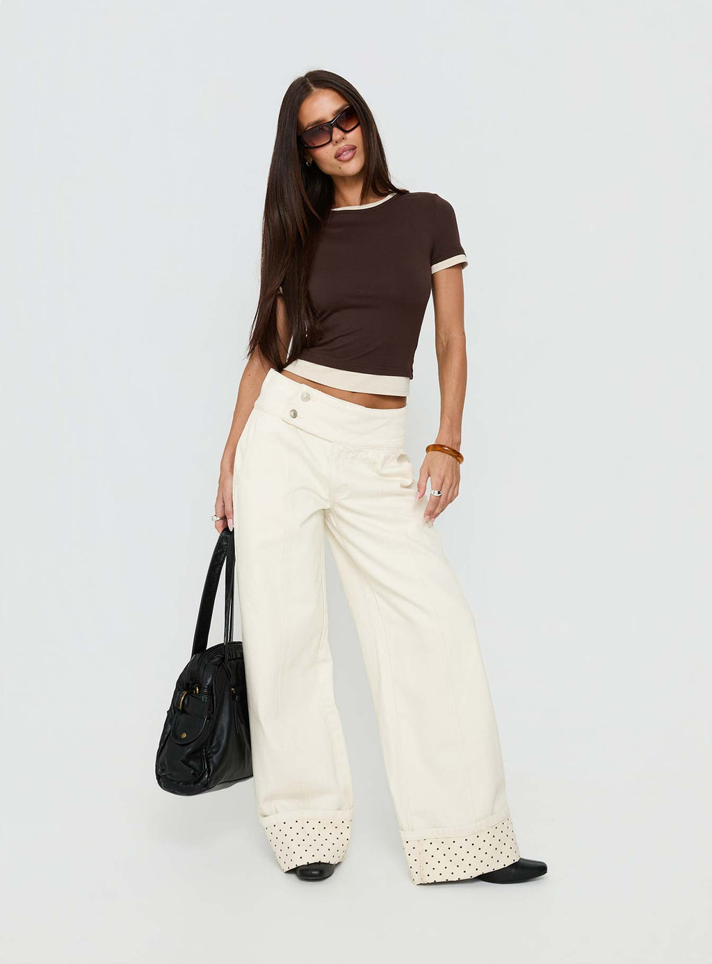 Lights Low Contrast Trim Top Chocolate / Beige