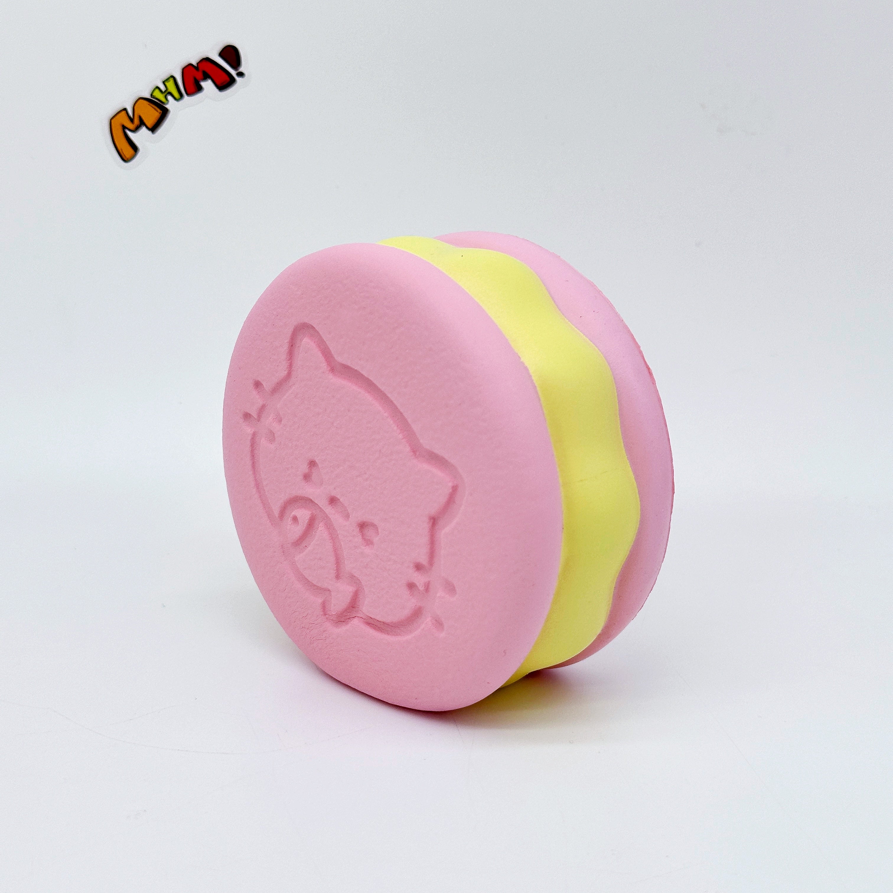 Kawaii Strawberry Cookie Squishy with Kitty Emboss: Ultra Soft & Slow Rise! 🍪🐾