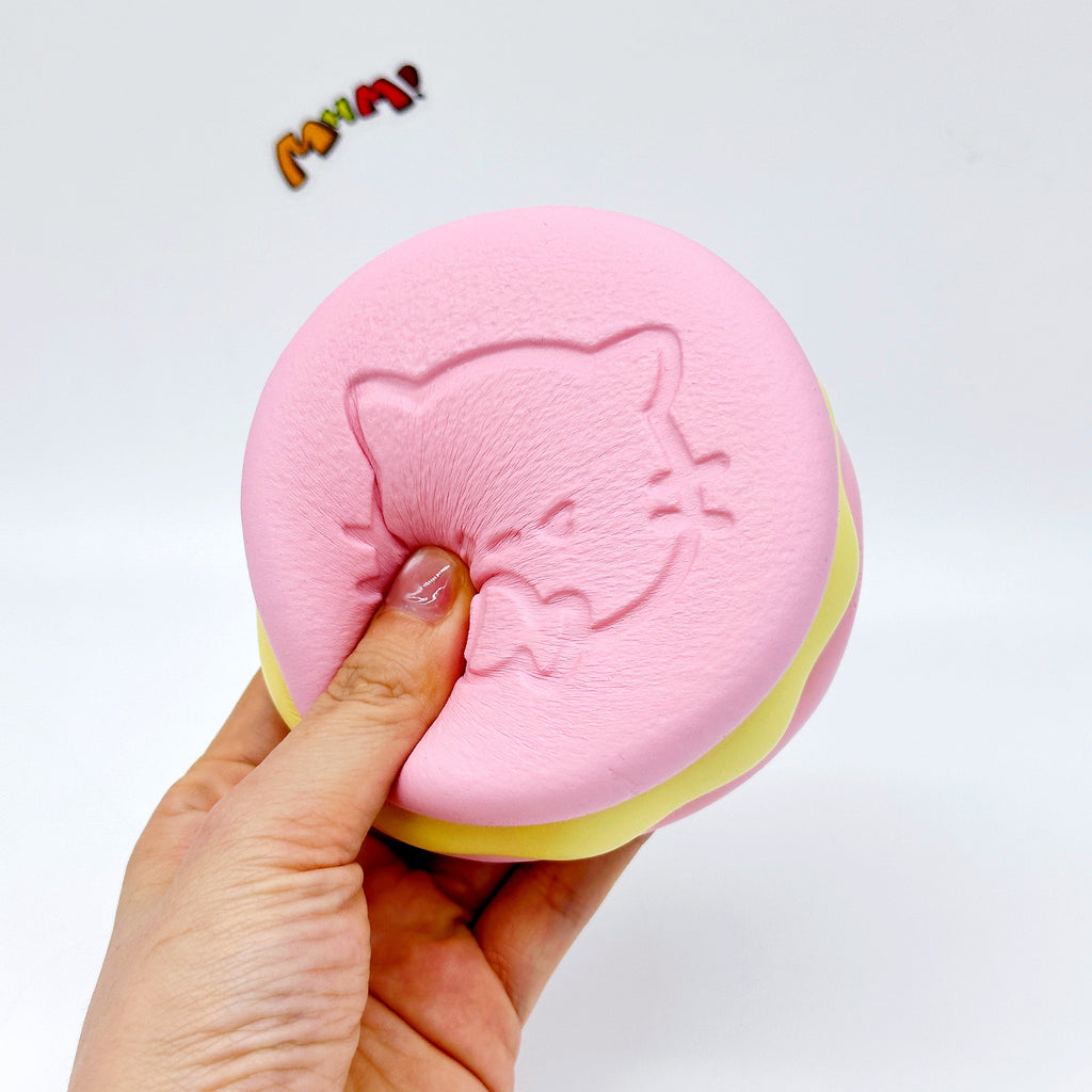 Kawaii Strawberry Cookie Squishy with Kitty Emboss: Ultra Soft & Slow Rise! 🍪🐾