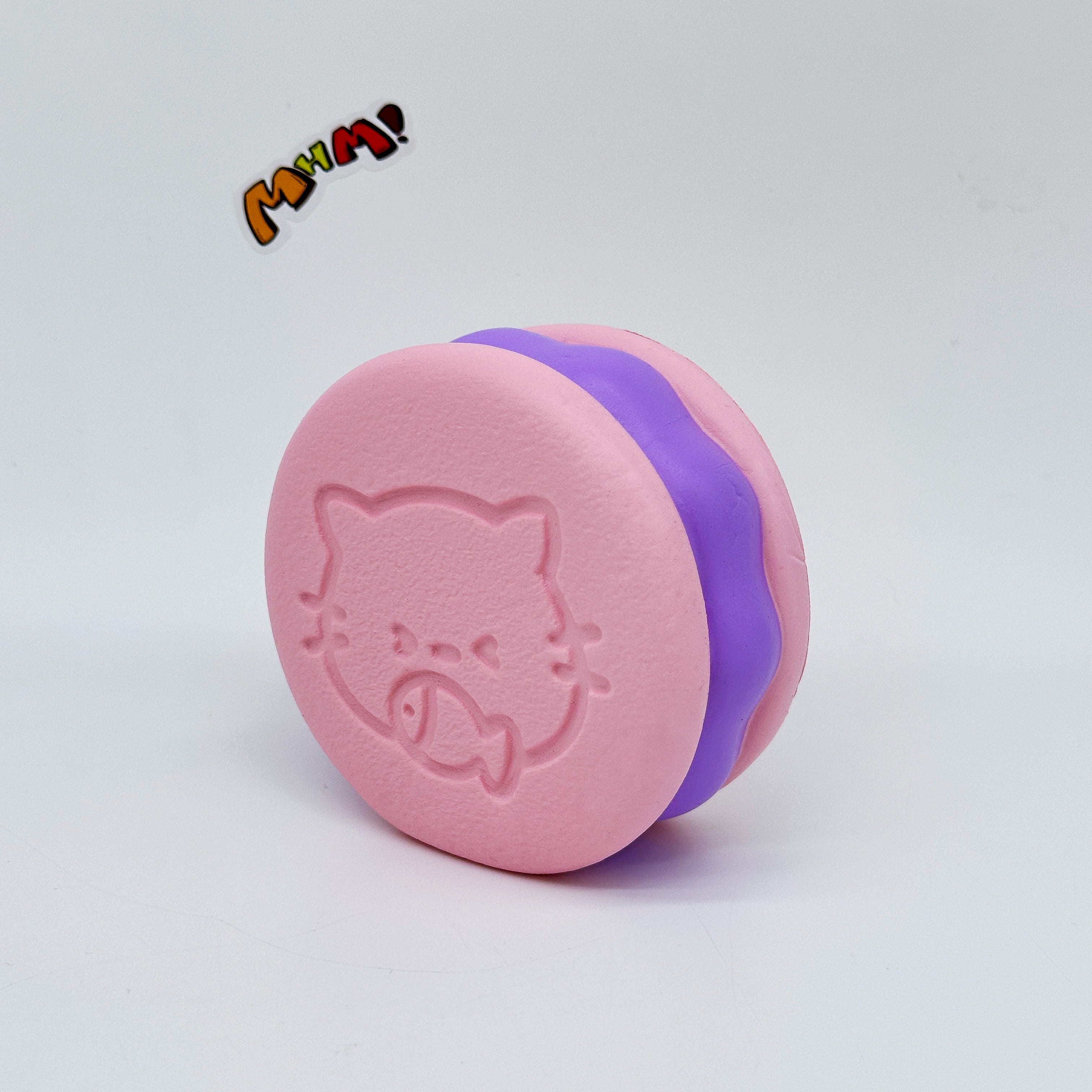 Kawaii Strawberry Cookie Squishy with Kitty Emboss: Ultra Soft & Slow Rise! 🍪🐾