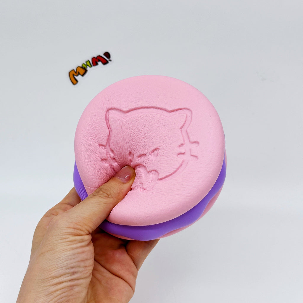 Kawaii Strawberry Cookie Squishy with Kitty Emboss: Ultra Soft & Slow Rise! 🍪🐾