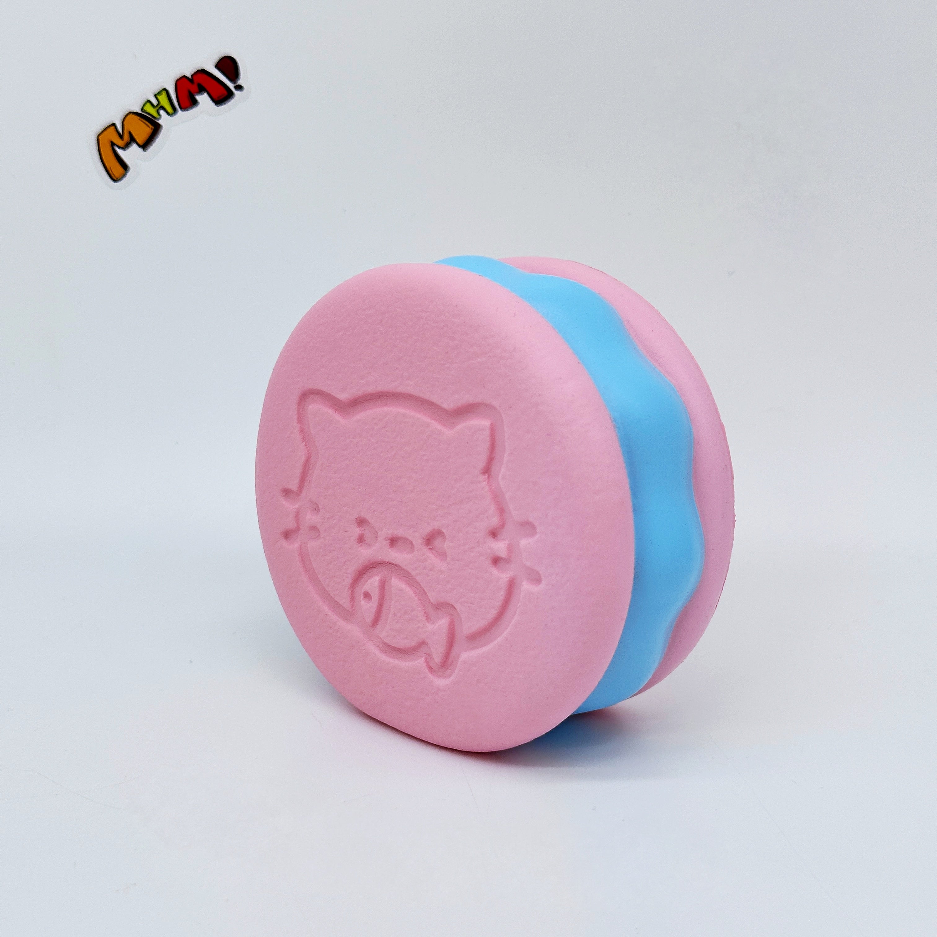 Kawaii Strawberry Cookie Squishy with Kitty Emboss: Ultra Soft & Slow Rise! 🍪🐾