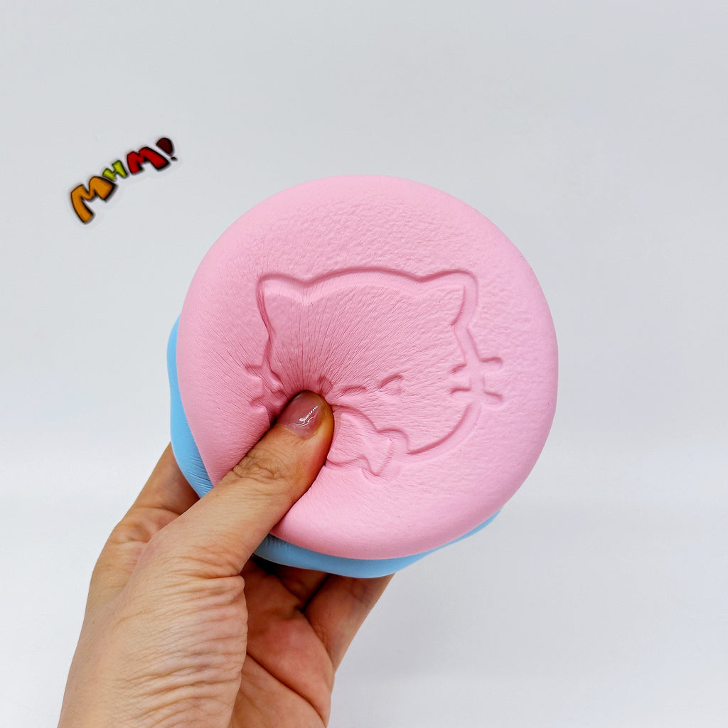 Kawaii Strawberry Cookie Squishy with Kitty Emboss: Ultra Soft & Slow Rise! 🍪🐾