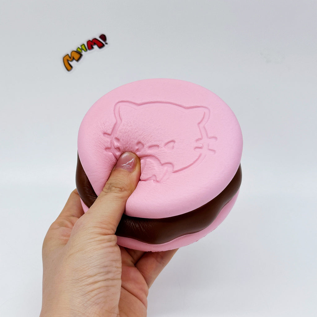 Kawaii Strawberry Cookie Squishy with Kitty Emboss: Ultra Soft & Slow Rise! 🍪🐾