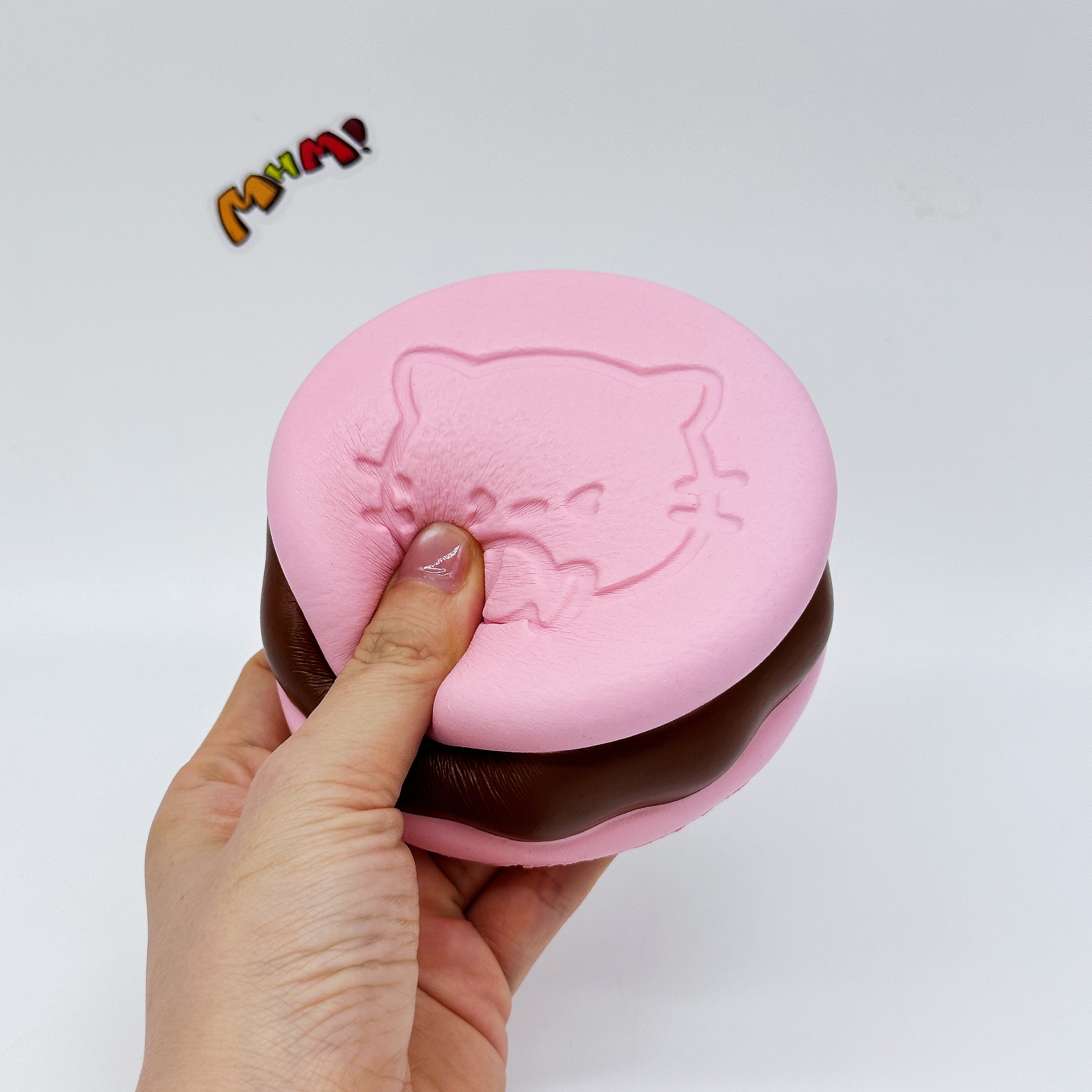 Kawaii Strawberry Cookie Squishy with Kitty Emboss: Ultra Soft & Slow Rise! 🍪🐾