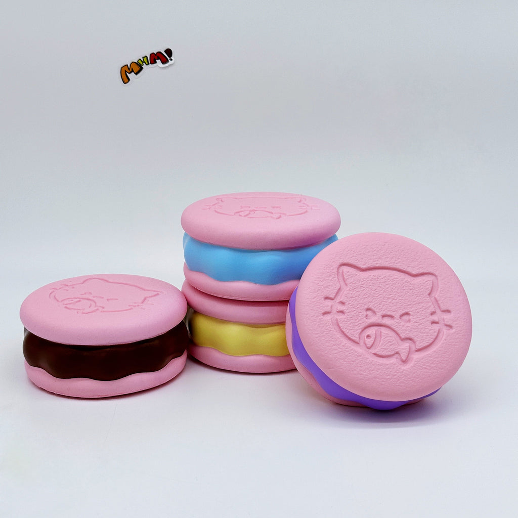 Kawaii Strawberry Cookie Squishy with Kitty Emboss: Ultra Soft & Slow Rise! 🍪🐾