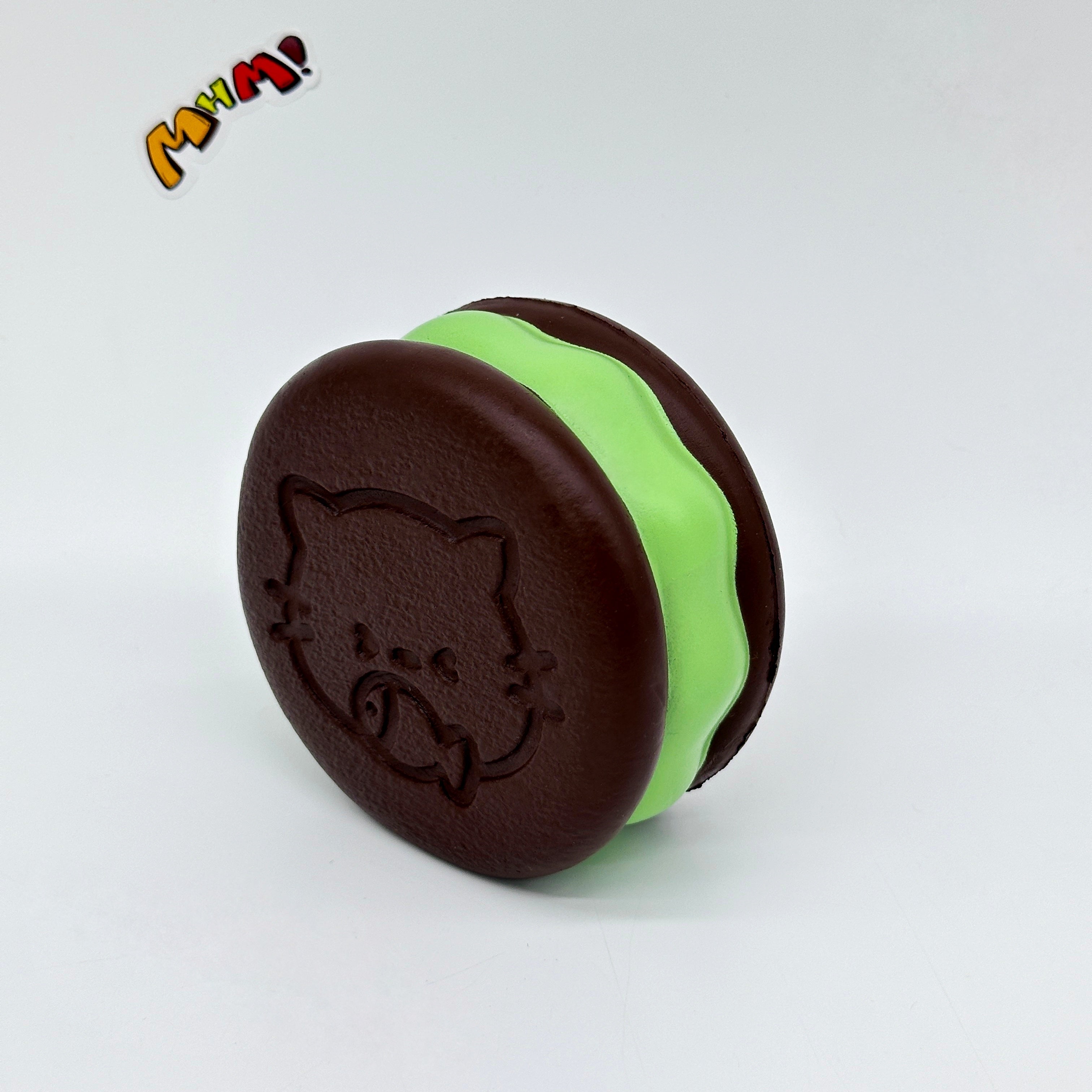 Kawaii Chocolate Cookie Squishy with Kitty Emboss: Ultra Soft & Slow Rise! 🍪🐾