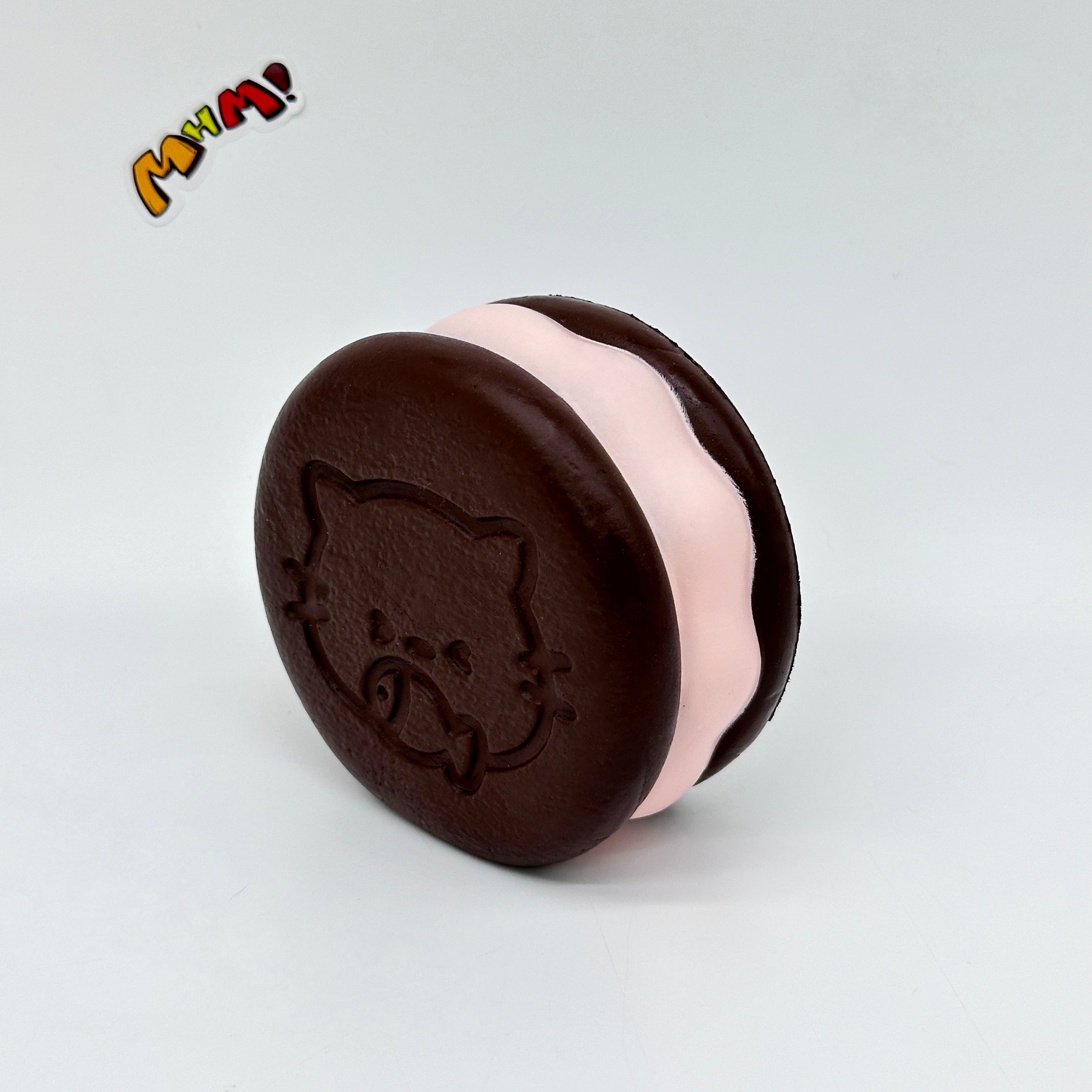Kawaii Chocolate Cookie Squishy with Kitty Emboss: Ultra Soft & Slow Rise! 🍪🐾
