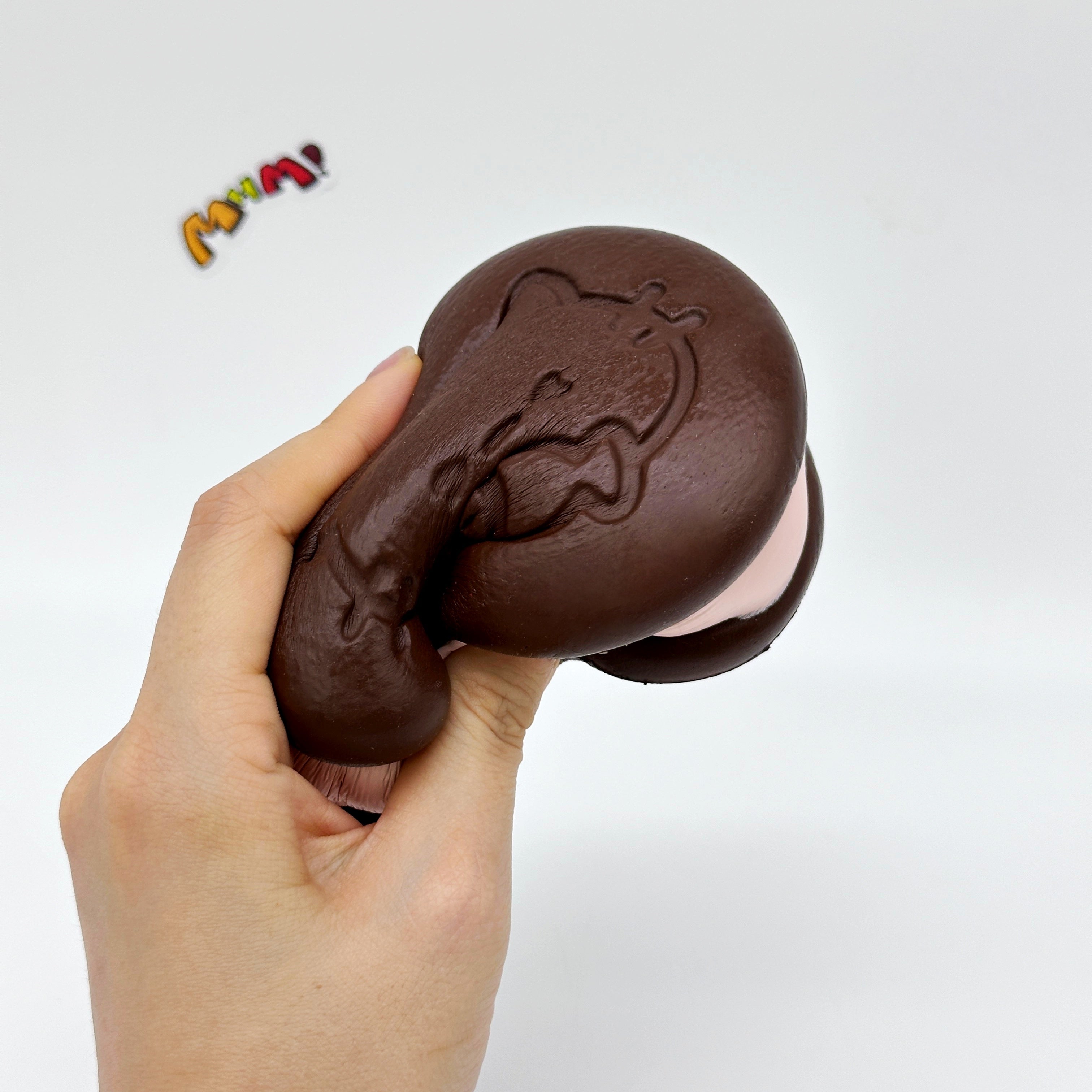 Kawaii Chocolate Cookie Squishy with Kitty Emboss: Ultra Soft & Slow Rise! 🍪🐾