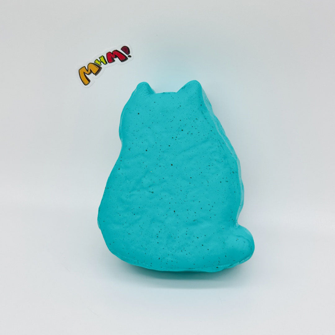 Cute Cat with Fishbone Print Stress Relief Squishy, Green/Brown