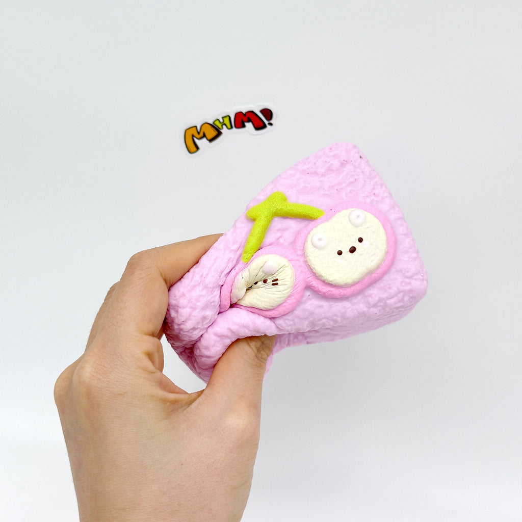 🍒🍊🍏🍌 Animal Face Toast Squishy - 4 Styles Cherry/Orange/Green Apple/Banana Slow Rising Squeeze Toy | Cute Food Stress Relief Toy