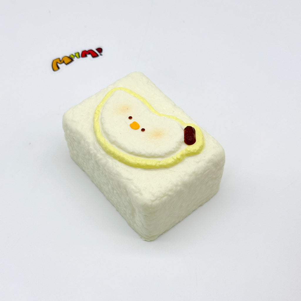 🍒🍊🍏🍌 Animal Face Toast Squishy - 4 Styles Cherry/Orange/Green Apple/Banana Slow Rising Squeeze Toy | Cute Food Stress Relief Toy