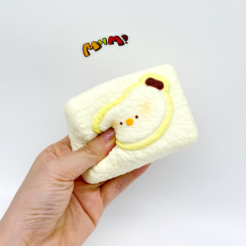 🍒🍊🍏🍌 Animal Face Toast Squishy - 4 Styles Cherry/Orange/Green Apple/Banana Slow Rising Squeeze Toy | Cute Food Stress Relief Toy