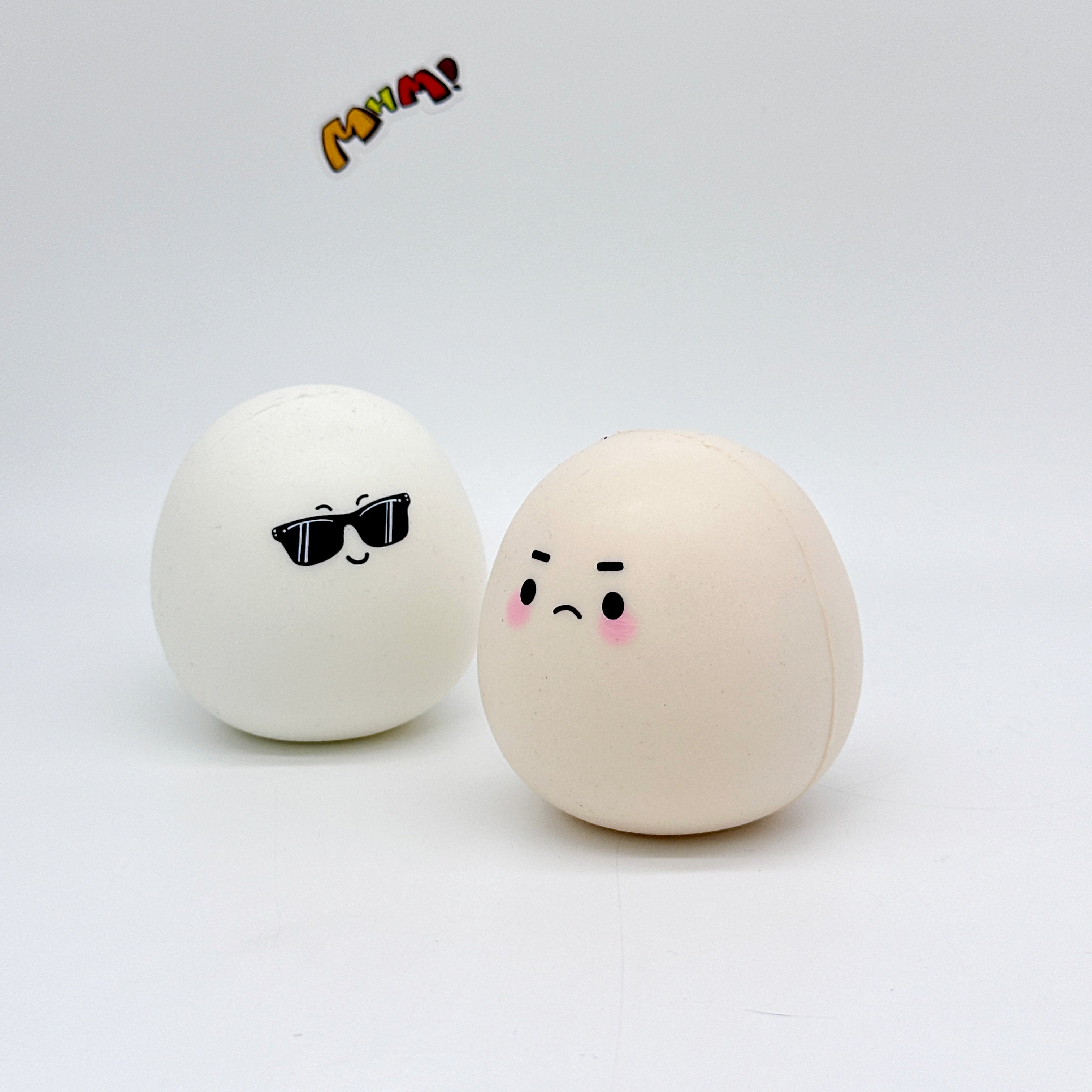 Boiled eggs and raw eggs, gently squish and have fun!