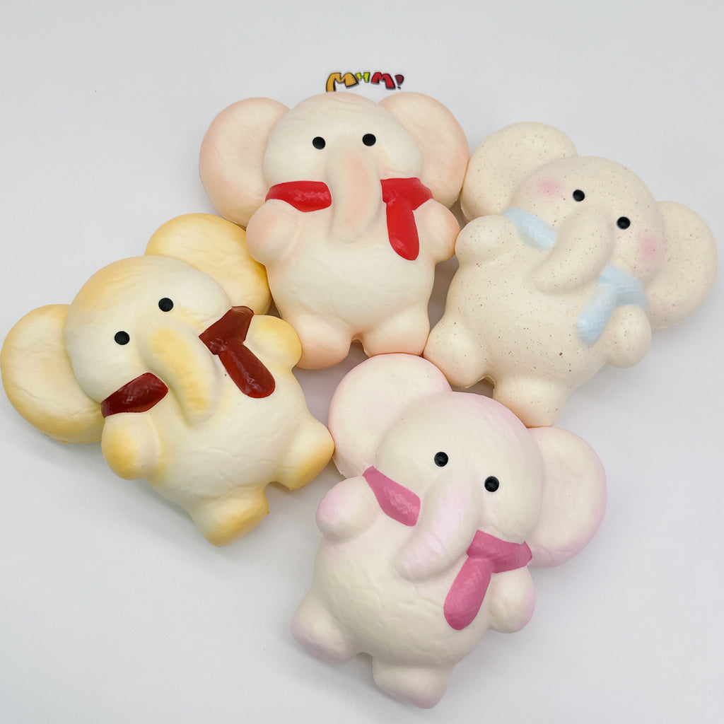 🐘🧣 Scarf Elephant Squishy - 4 Cute Bear Styles with Colorful Scarves Slow Rising Stress Relief Toy