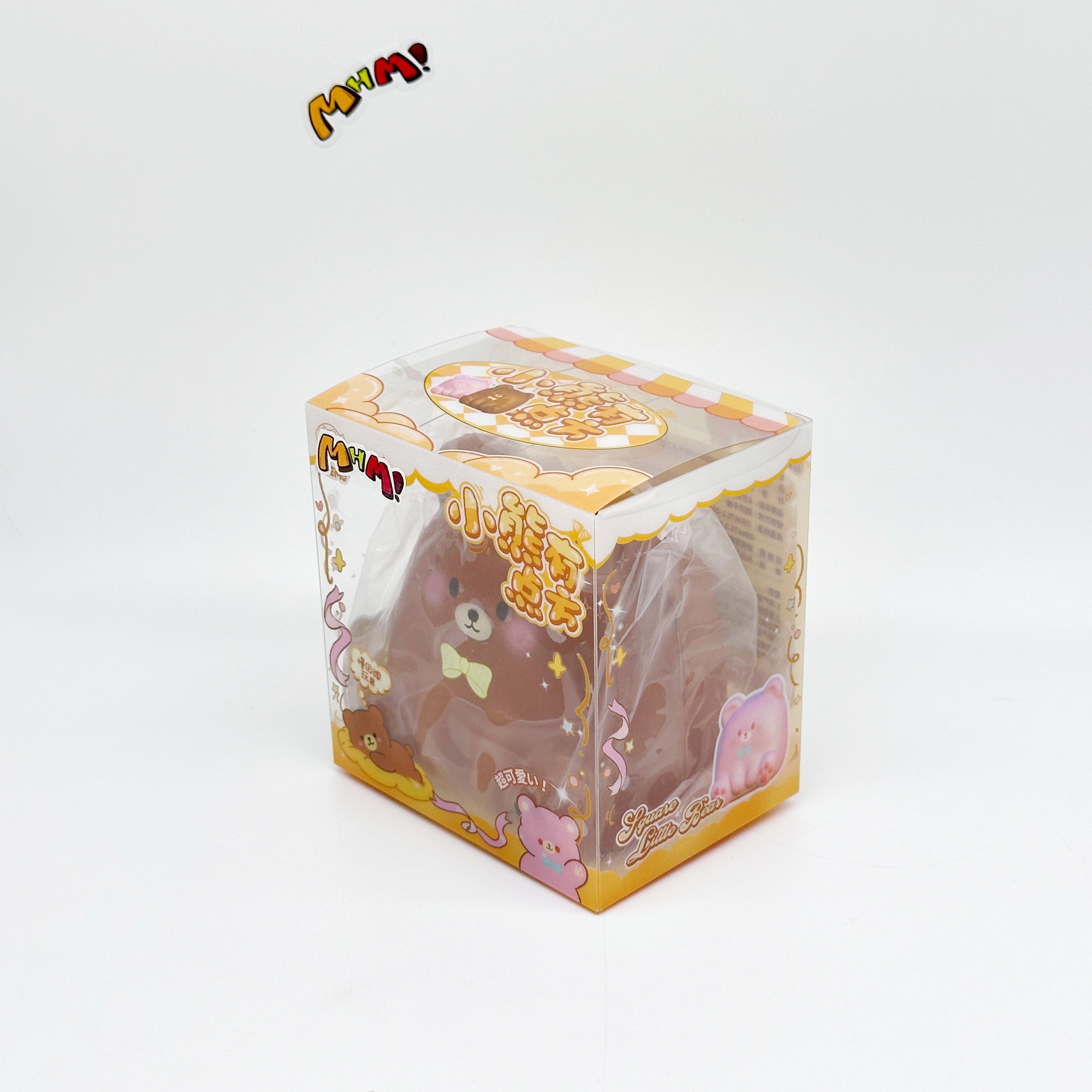 🐻🧈 Square Bear Squishy Set - Pink & Caramel Brown Cute Slow Rising Stress Relief Toy