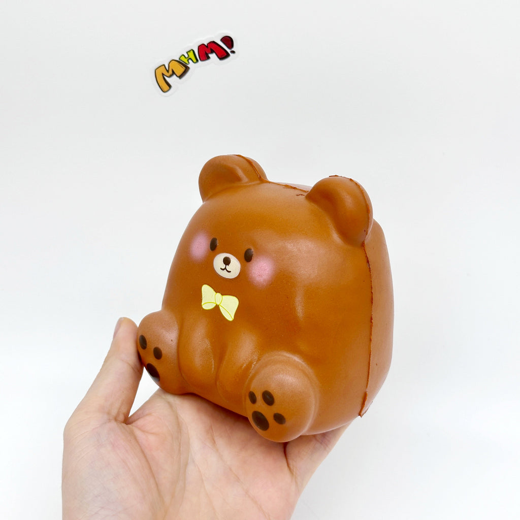 🐻🧈 Square Bear Squishy Set - Pink & Caramel Brown Cute Slow Rising Stress Relief Toy