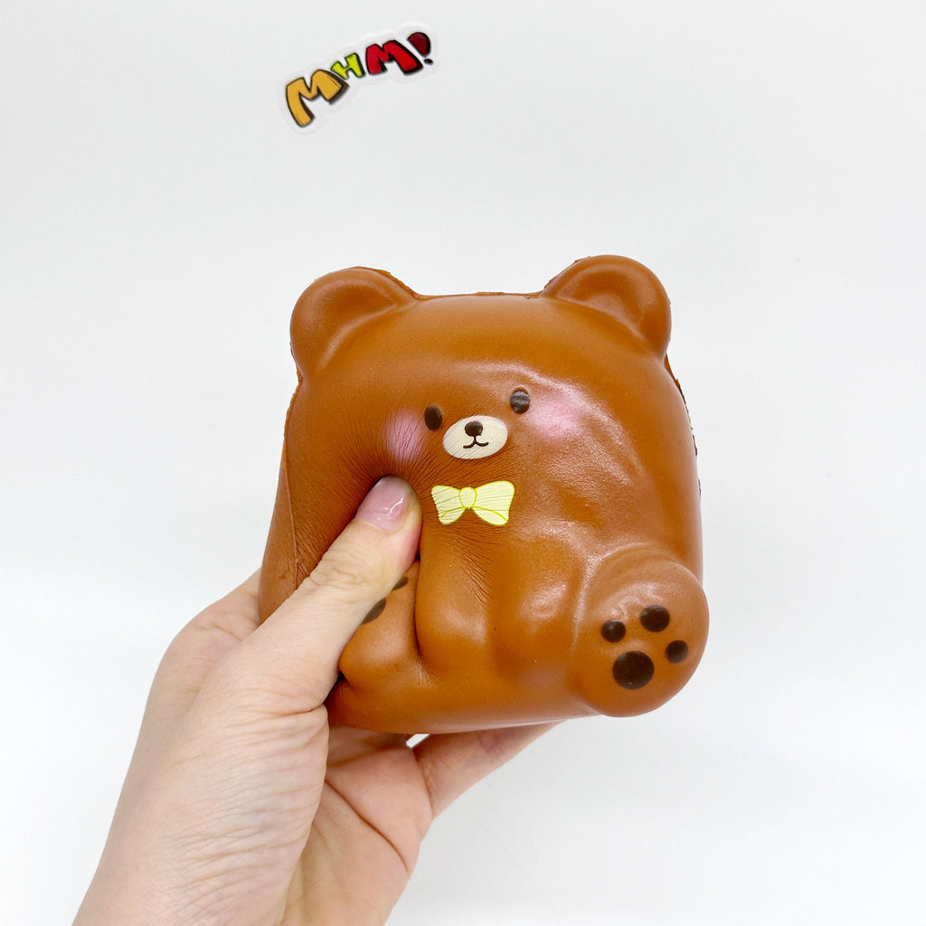 🐻🧈 Square Bear Squishy Set - Pink & Caramel Brown Cute Slow Rising Stress Relief Toy