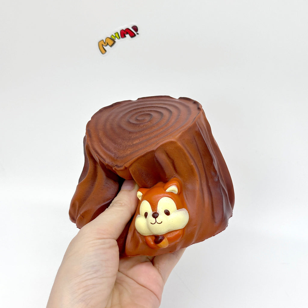 🌰 Squirrel Tree Stump Squishy 🐿️ | Cute Animal Themed Slow Rising Stress Relief Toy