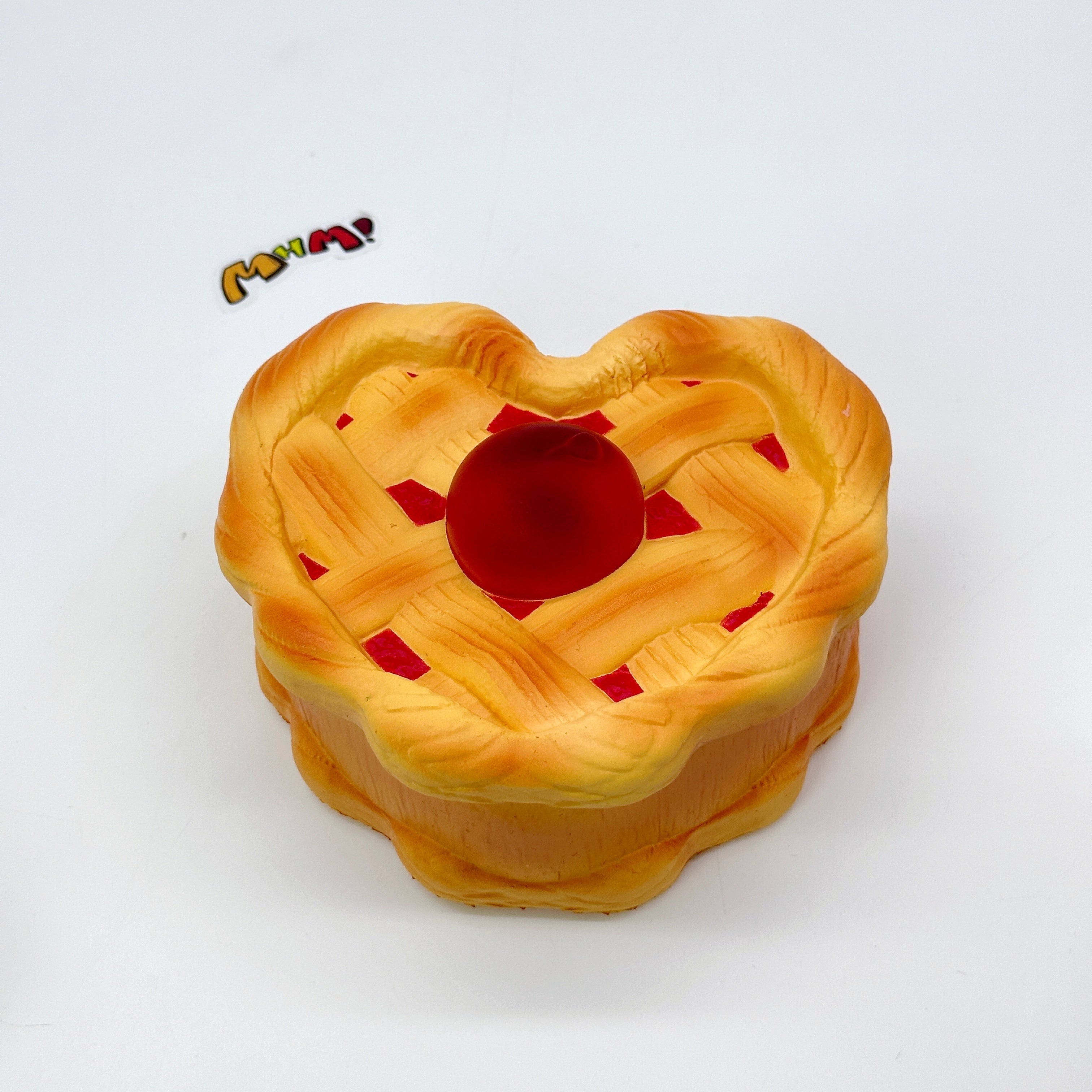 🍒 Heart-Shaped Cherry Pie Squishy 🥧 | Slow Rising Food Stress Relief Toy, Cute Dessert Squeeze Toy