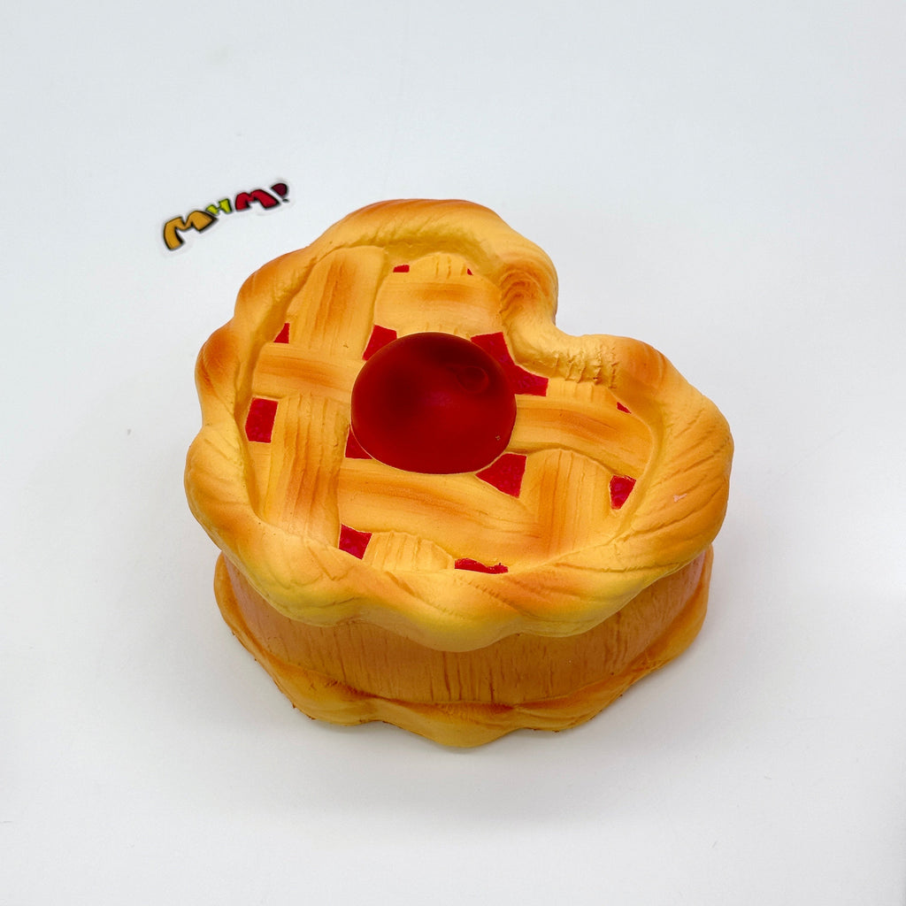 🍒 Heart-Shaped Cherry Pie Squishy 🥧 | Slow Rising Food Stress Relief Toy, Cute Dessert Squeeze Toy