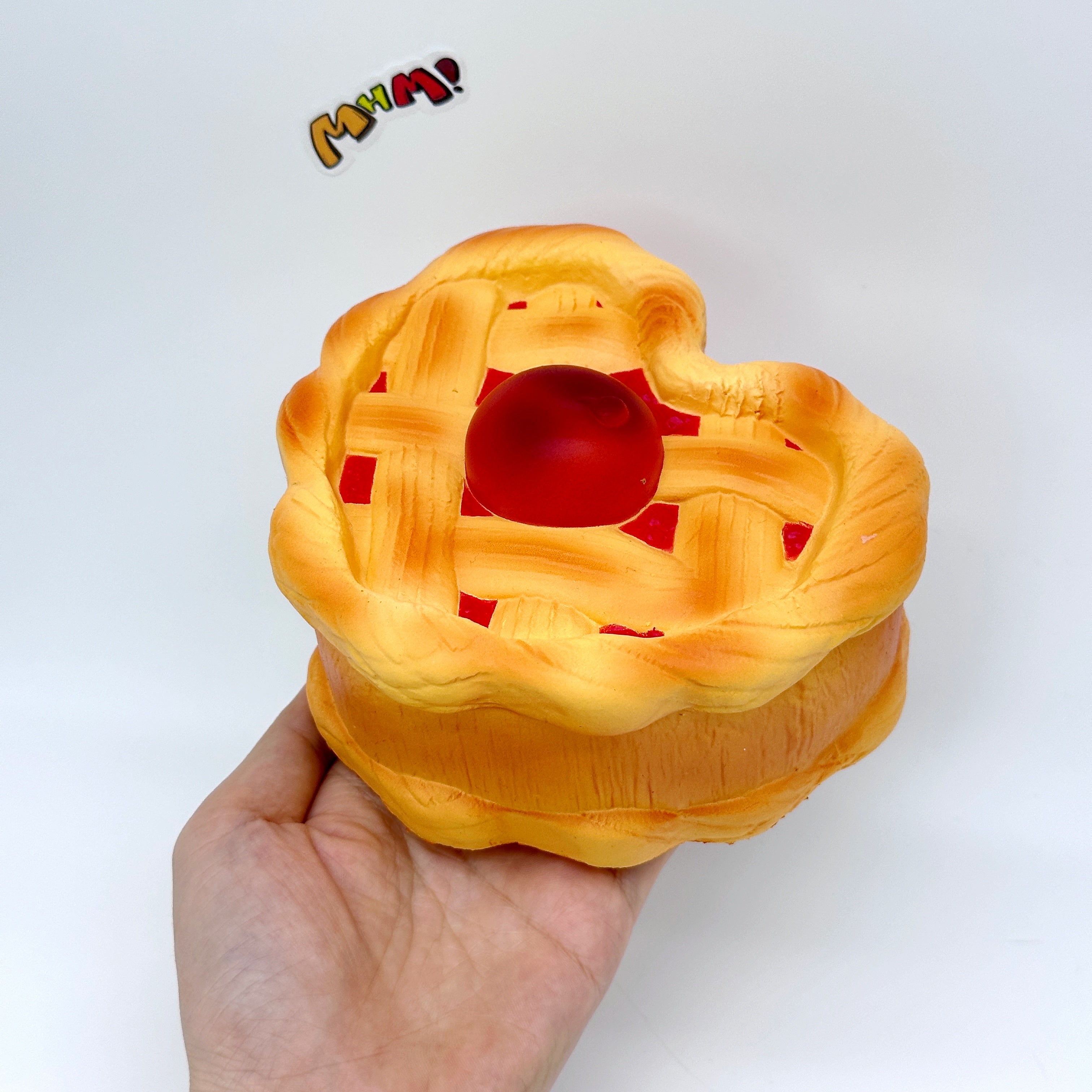 🍒 Heart-Shaped Cherry Pie Squishy 🥧 | Slow Rising Food Stress Relief Toy, Cute Dessert Squeeze Toy
