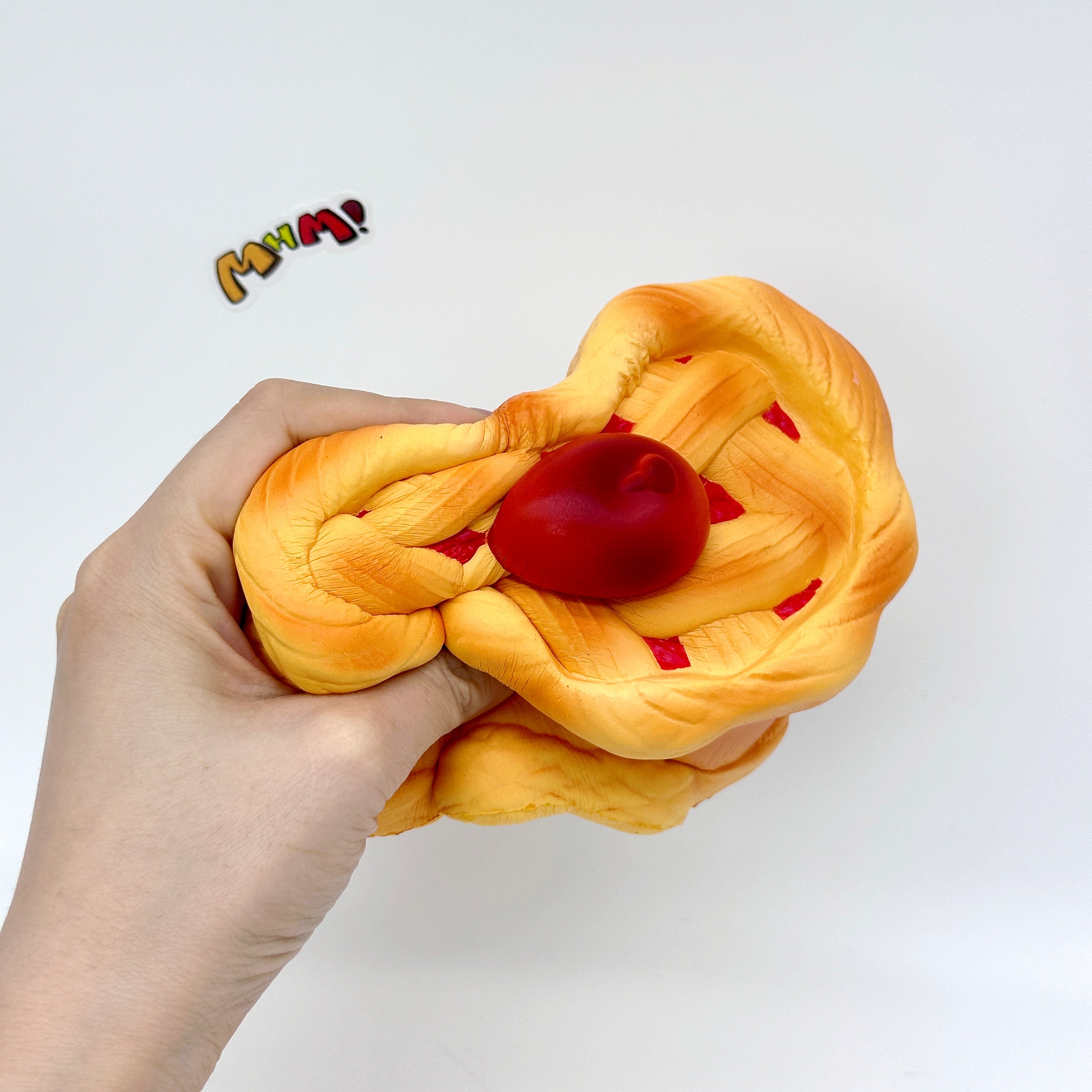 🍒 Heart-Shaped Cherry Pie Squishy 🥧 | Slow Rising Food Stress Relief Toy, Cute Dessert Squeeze Toy