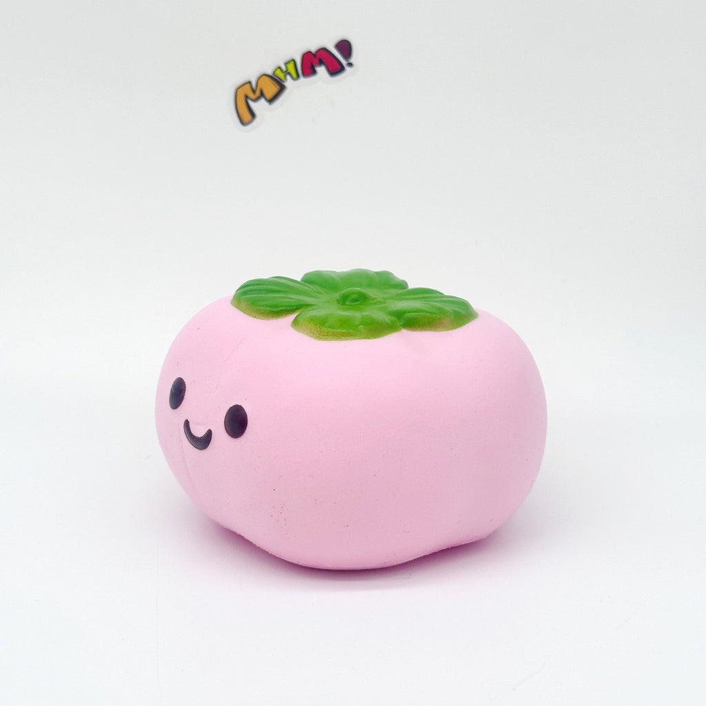 🍅 Lucky Persimmon Squishy - White & Pink Cute Persimmon Slow Rising Stress Relief Toy