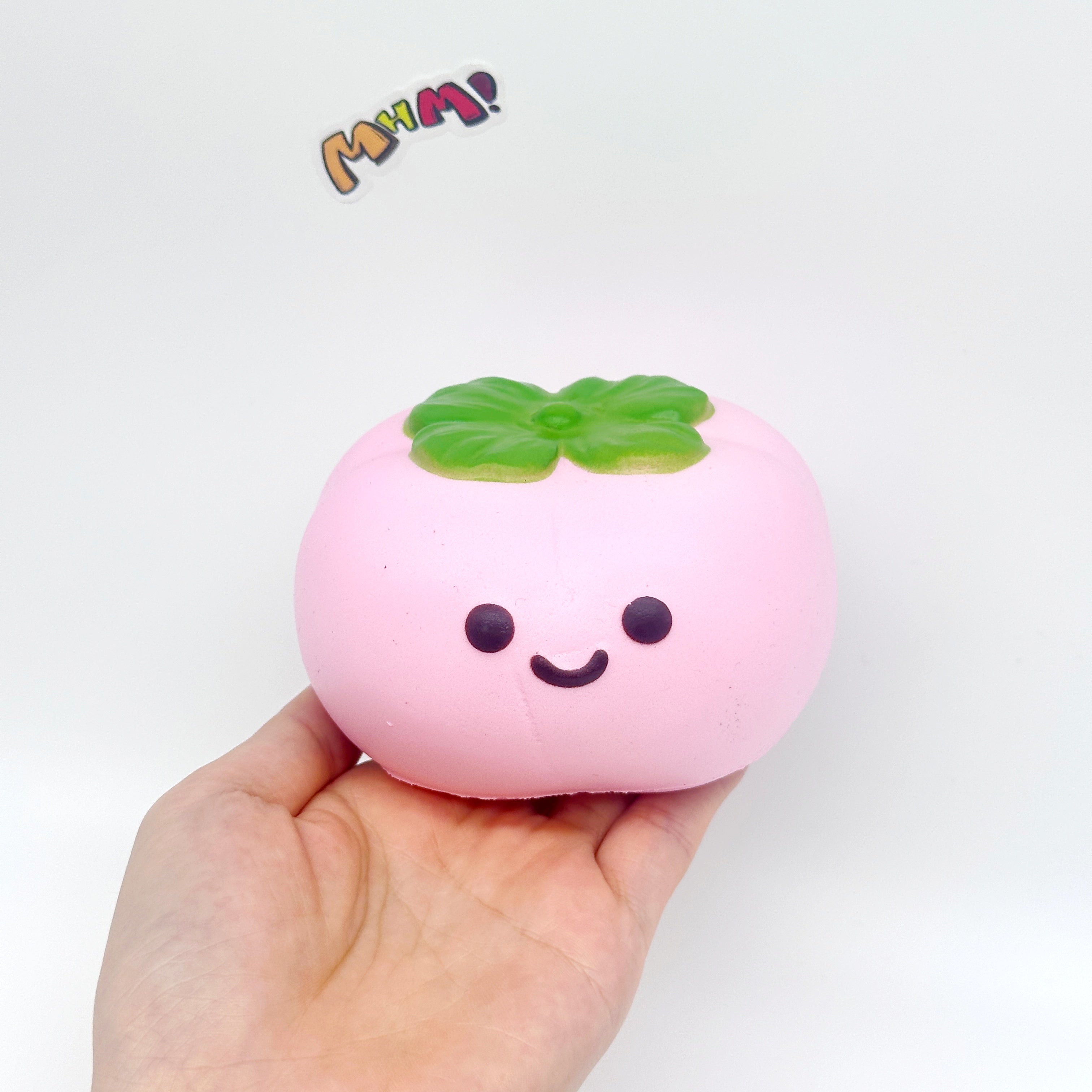 🍅 Lucky Persimmon Squishy - White & Pink Cute Persimmon Slow Rising Stress Relief Toy