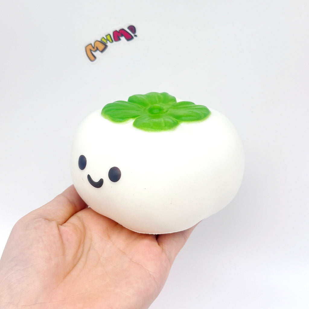 🍅 Lucky Persimmon Squishy - White & Pink Cute Persimmon Slow Rising Stress Relief Toy