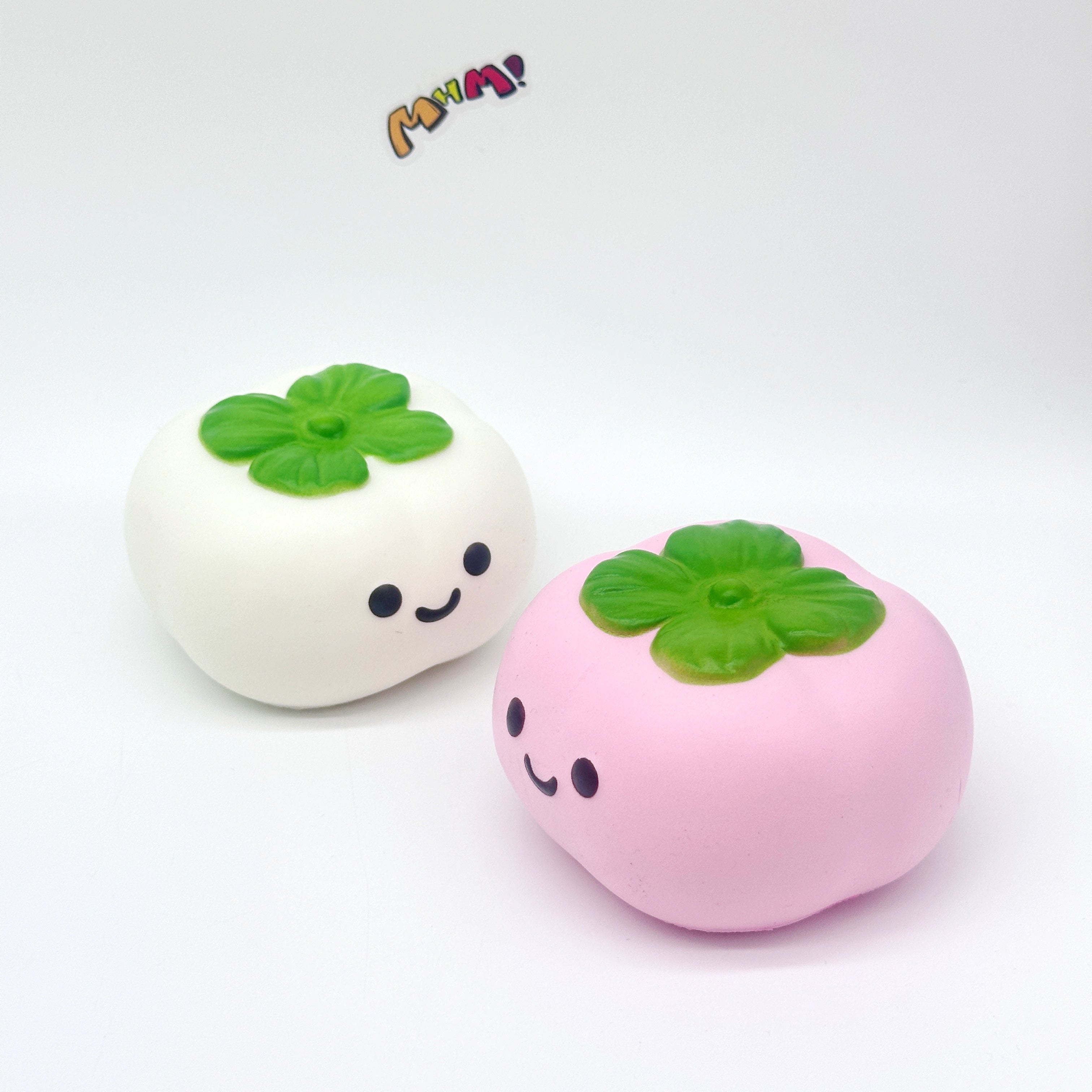 🍅 Lucky Persimmon Squishy - White & Pink Cute Persimmon Slow Rising Stress Relief Toy