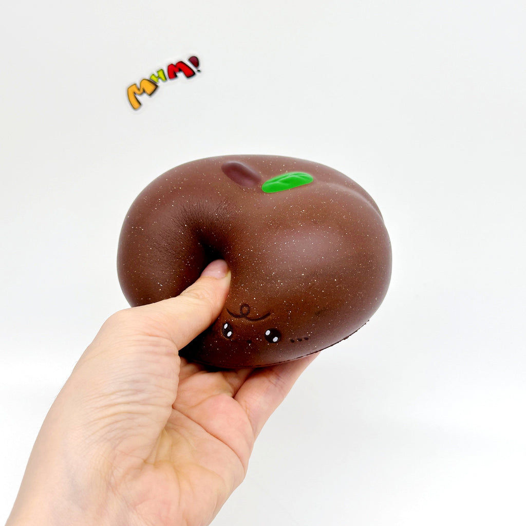 🍎 Apple Bread Squishy - Chocolate Brown & Milky White Slow Rising Stress Relief Toy