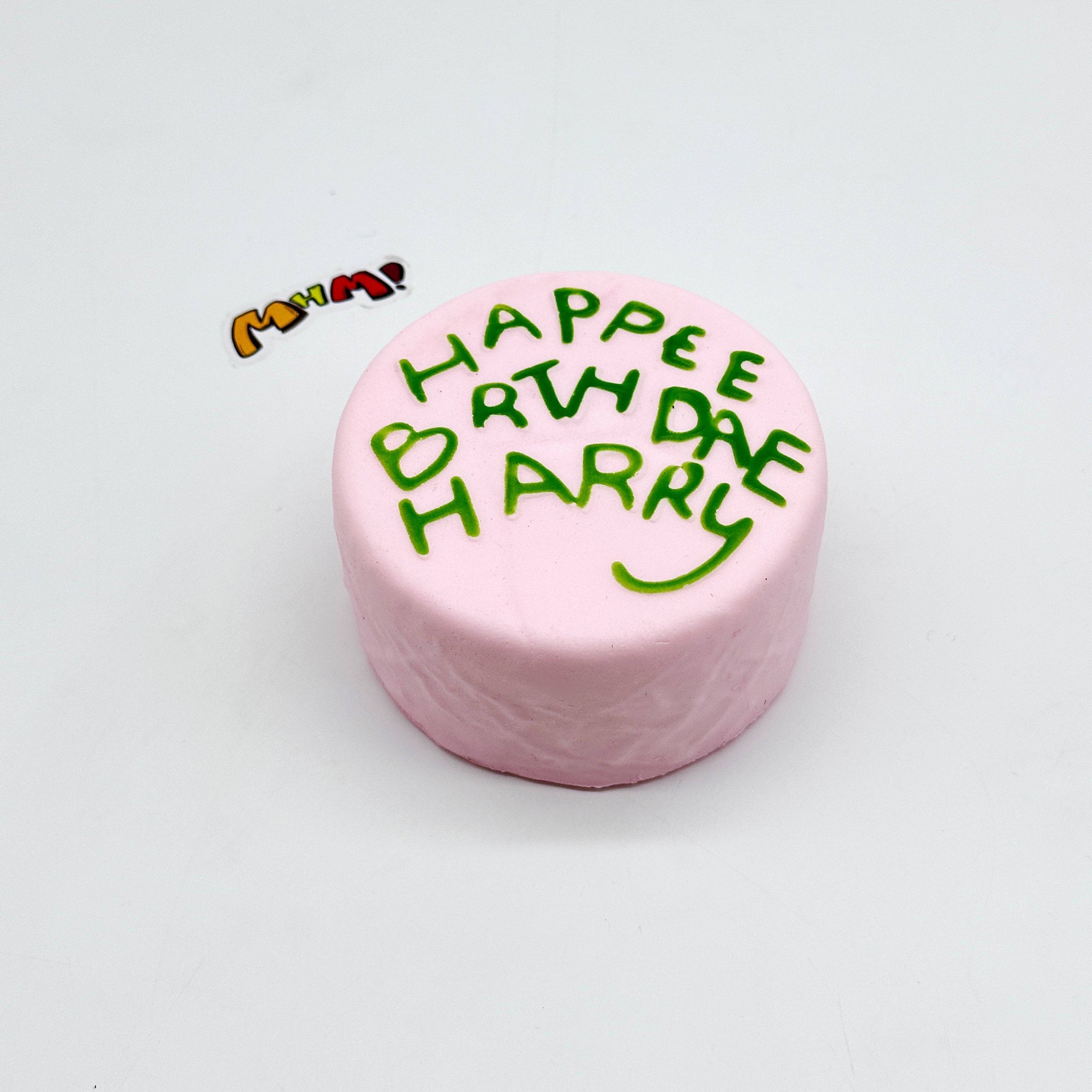 🎂 Happee Birthdae Harry Pink Cake Squishy | Birthday Themed Slow Rising Stress Relief Toy